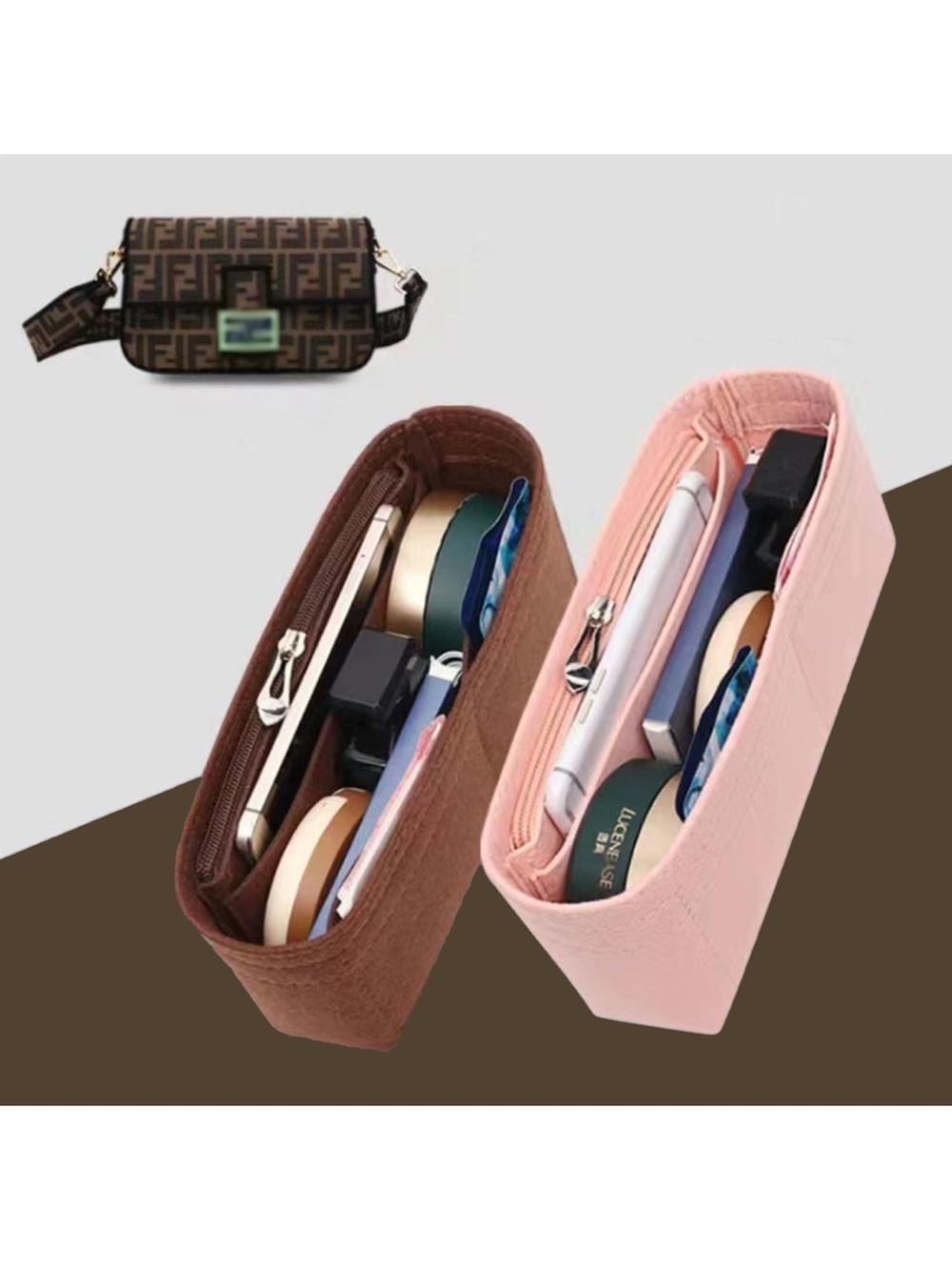 Chispee Felt Purse Organizer Insert (Medium, Coffee)620/bb9-1;v - Picture 5 of 10